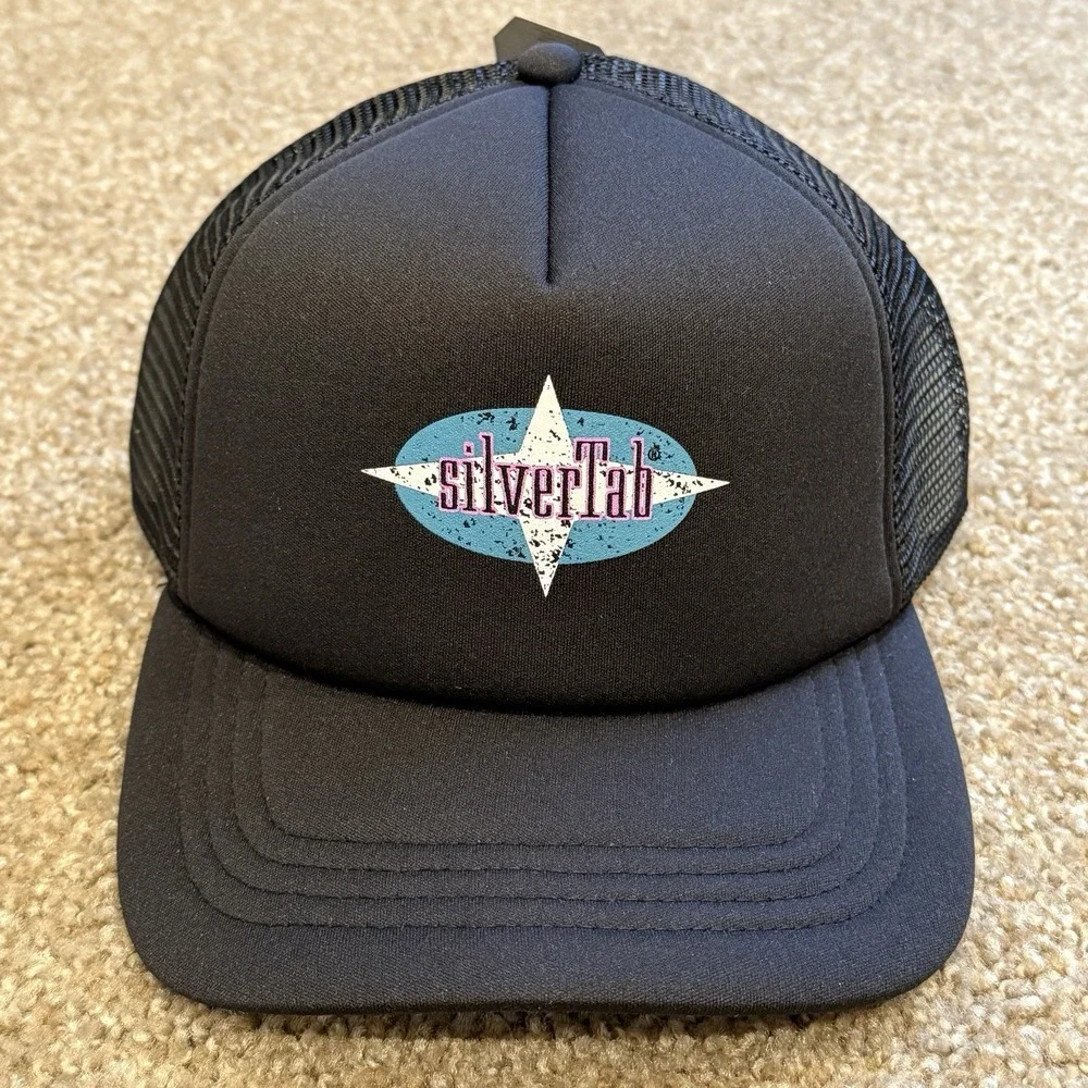Levi's Silver Tab Hat Retro Logo Snapback Trucker Cap Black Foam Mesh One Sz NEW